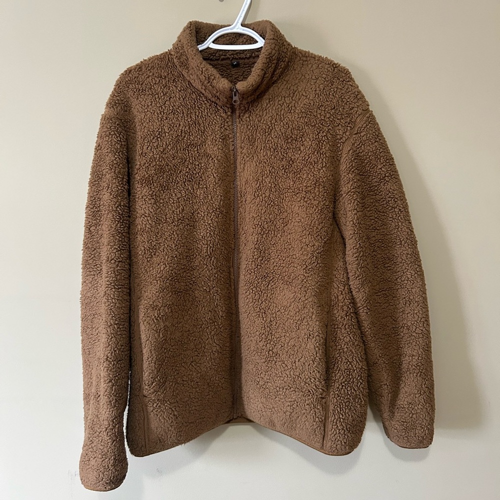 UNIQLO Brown Sherpa Fleece Zip Jacket - Size L